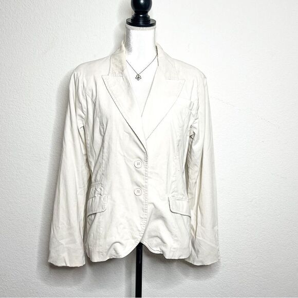 ZARA Basic Cream Corduroy Blazer Size Large | Classic Women's Jacket - Picture 1 of 8